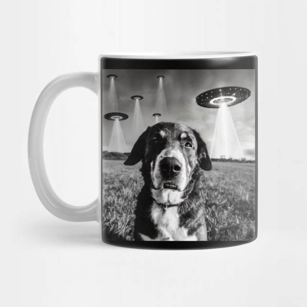 Dog Selfie With Aliens UFO by Megadorim